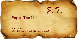 Popp Teofil névjegykártya